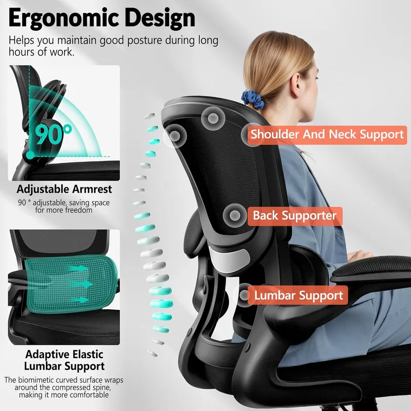 BESTFAIR Breathable Mesh Mid Back Computer Chair